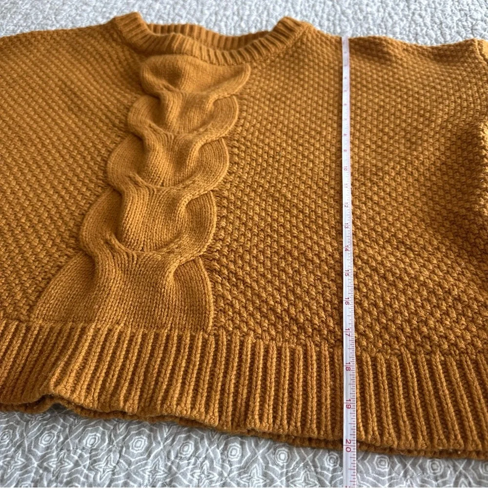 J. CREW Oversized Boxy Cable Knit Crewneck Sweater Harvest Gold Size S